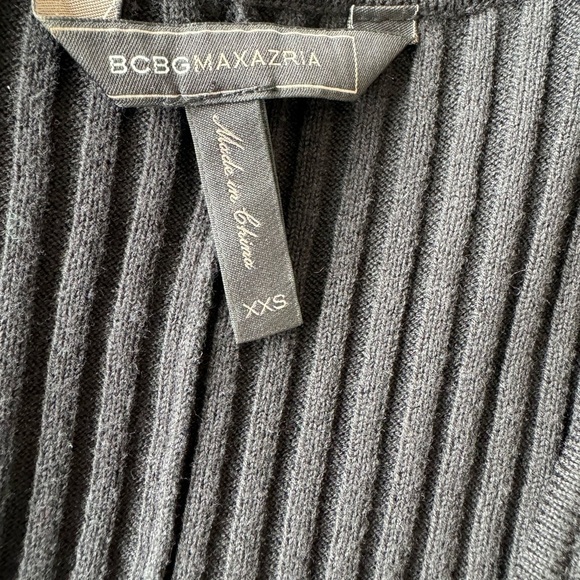 BCBG MaxAzria Ribbed Tank Dress size XXS Sleeveless Black with attached belt - Picture 9 of 10
